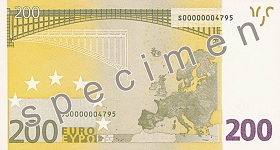 200 eur – rubová strana