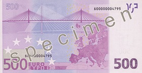 500 eur – rubová strana