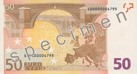50 eur – rubová strana