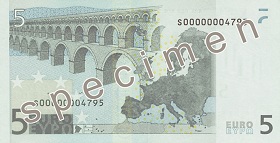 5 eur – rubová strana