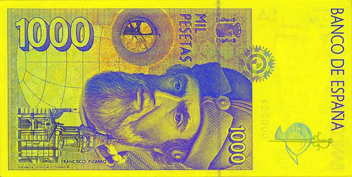 1 000 pesetų banknoto reversas