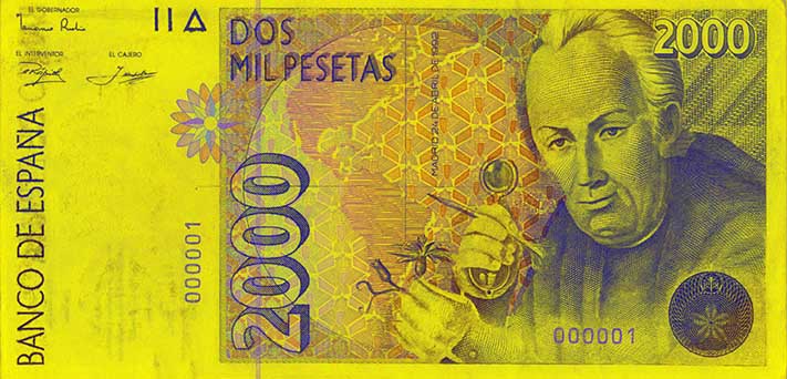 2 000 pesetų banknoto aversas